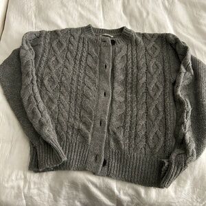 Reformation Gray Cable Knit Cardigan